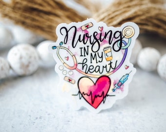 Social Worker Gift, Nursing In My Heart, Nurse Sticker, Social Work Stickers, Nurse Planner Decal, Water Bottle Stickers, Waterproof Label