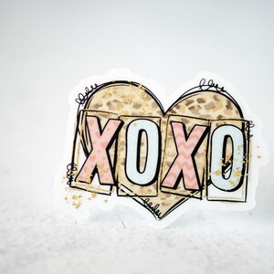 XOXO-hart, Valentijnsdagsticker, romantische sticker, vinylsticker, waterdichte sticker, waterflessticker, laptopsticker, telefoonsticker