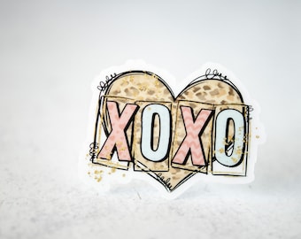 XOXO Heart, Valentine's Day Sticker, Romantic Sticker, Vinyl Sticker, Waterproof Sticker, Water Bottle Decal, Laptop Decal, Phone Sticker