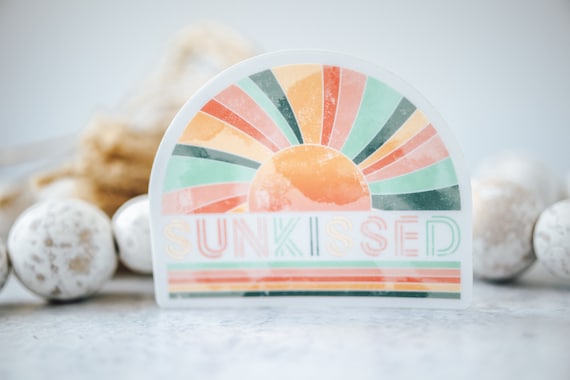 Sun Kissed Sticker: Rainbow Beach Car Decal - Waterproof Vinyl