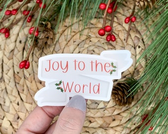 Joy To The World Sticker, Positive Sticker, Christmas Decal, Holiday Label, Water Bottle Sticker, Waterproof Decal, Advent Gift, Car Decal