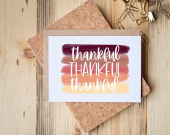 Thankful Stacked Card, Thanksgiving Card, Friendsgiving Card, Appreciation Card, 5" x 7" Greeting Card, Stationary Card, Blank Card, Glossy