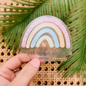 Christian Quote Sticker, Seek What Is Above Sticker, Christian Stickser, Vinyl Label, Faith Sticker, Scripture Decal, Bible Journaling