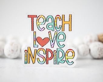 Teacher Appreciation Stickers, Laptop Sticker, Teach Love Inspire Clear Decal, Teacher Graduation Gift, Education Decal,Water Bottle Sticker