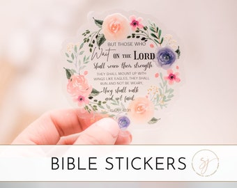 Christian Sticker, Bible Verse Sticker, Faith Sticker, Isaiah 40:31 Sticker, But Those Who Wait Upon The Lord Decal, Clear Decal, Die Cut