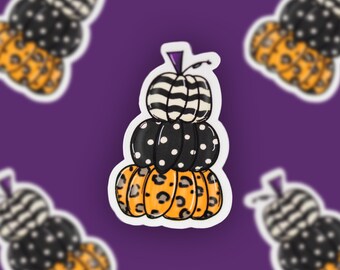 Stacked Pumpkins Sticker: Waterproof Halloween Decal