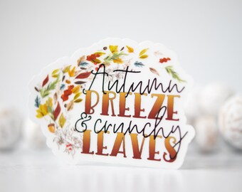 Autumn Breeze Sticker, Autumn LeavesVinyl Autumn Decal, Car Accessories, Clear Fall Sticker, Water Bottle Label, Weatherproof, Beautiful