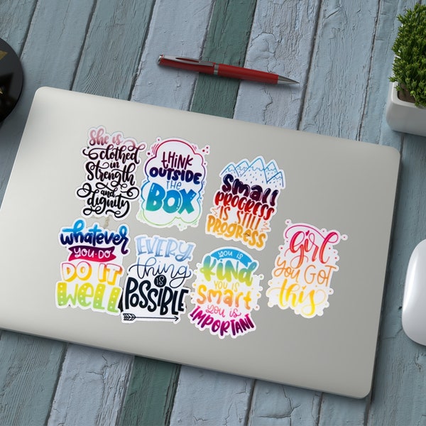 Motivational Stickers Pack Of 7, Inspirational Stickers, Laptop Stickers, Encouraging Stickers, Positive Labels, Notebook Stickers Set