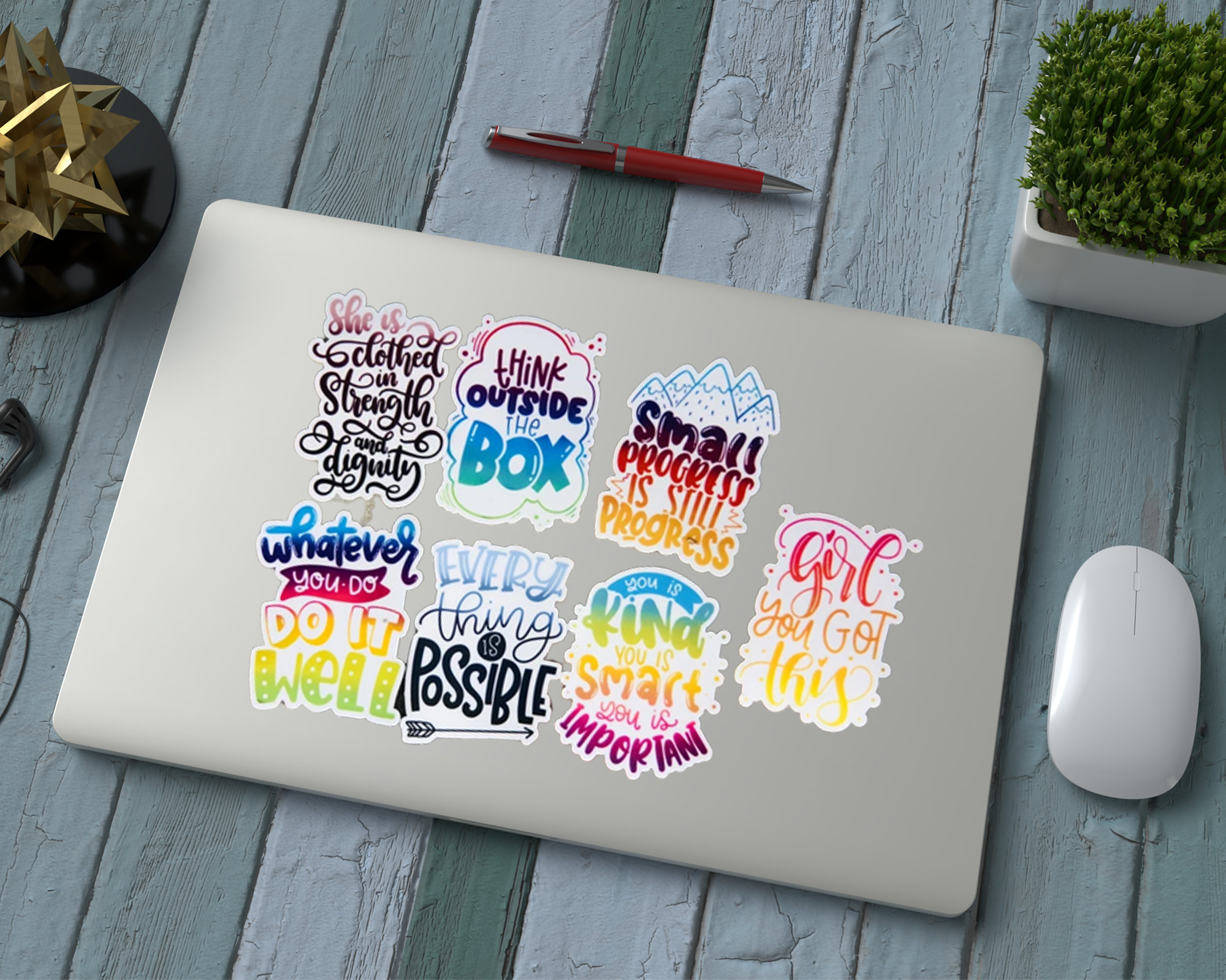 Motivational Stickers Pack of 7, Inspirational Stickers, Laptop Stickers, Encouraging  Stickers, Positive Labels, Notebook Stickers Set 