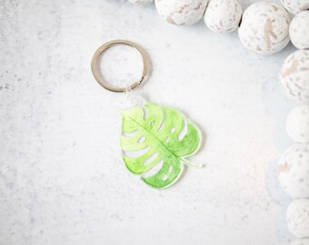 Watercolor Leaf Keychain, Botanical Keychain, Nature Accessories, Minimalist Keychain, Bridesmaid Gift, Cute Keychain, Nature Lover Gift