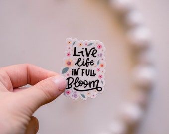 Bundle of 50 Mini Stickers, Positive Sayings Sticker, Thank You Gift, Live Life In Full Bloom, Wholesale Stickers Decal, Waterproof Label