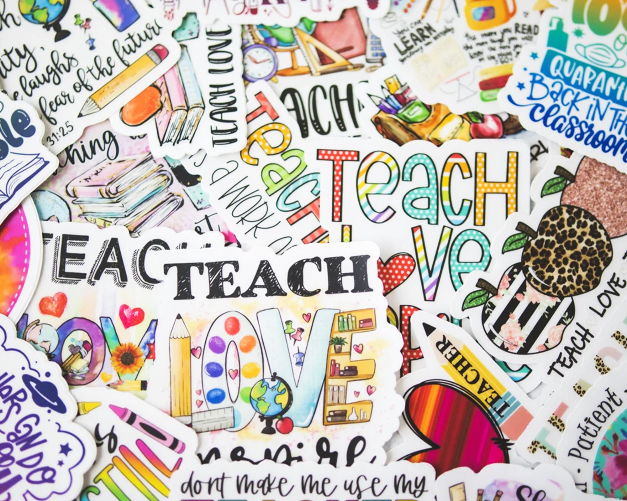 Pack Of 34 Teacher Stickers, Water Bottle Stickers, Laptop Decals