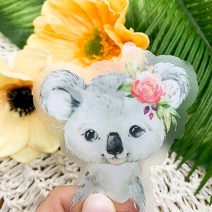 Koala Blumen Aufkleber, Die Cut Etikett, niedlicher Koala Aufkleber, Waldtier Aufkleber, Telefon Aufkleber, Notebook Aufkleber für Kinder