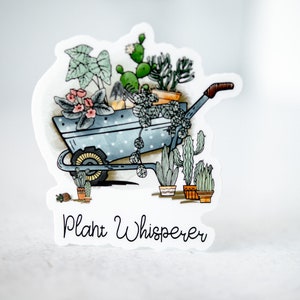 Adesivo de Encantador de Plantas, Adesivo de Amante de Plantas, Etiqueta de Cacto, Adesivo de Suculentas, Adesivo de Mãe de Planta, Adesivo de Flores, Adesivo de Garrafa de Água, Vinil