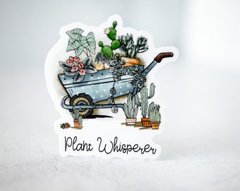 Plant Whisperer Sticker, Plant Lover Decal, Cactus Label, Succulent Sticker, Plant Mom Sticker, Flowers Sticker, Water Bottle Sticker, Vinyl
