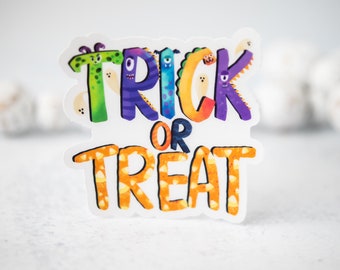 Trick Or Treat Sticker, Halloween Sticker, Spooky Decal, Fall Decal, Car Accessories, Waterproof Sticker, Vinyl Clear Sticker,Colorful Decal