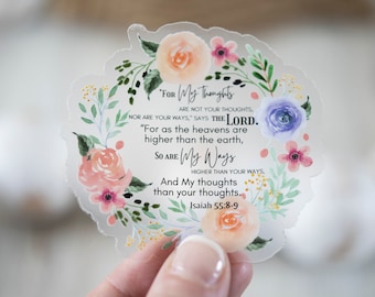Christian Ornament Sticker, For My Thoughts Isaiah 55:8-9, Christmas Ornament Decal, Ornament Gift, Religious Journal Sticker, Faith Sticker