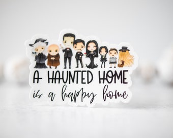 Halloween Decal, Family Sticker, A Haunted Home Is A Happy Home Sticker, Water Bottle Accessories, Spooky Sticker, Halloween Party Stickers
