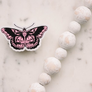 Pink Butterfly Sticker: Waterproof Vinyl Decal