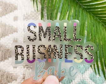 Small Business Babe Clear Sticker, Water Bottle Vinyl Decal, Die Cut Sticker, Scrapbooking Clear Sticker, Leopard Girly Decal