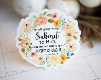 He Will Make Your Paths Straight Proverbs 3:6, Clear Sticker, Bible Sticker, Christian Jesus Sticker, Faith Sticker, Scripture Stickers