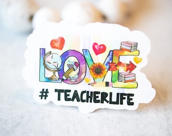 Teacher Sticker, Car Decal, Back To School Vinyl Sticker, Die Cut Label, Bumper Sticker, Waterproof Label, Removable Sticker, Summer Sticker