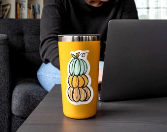 Fall Sticker, Pumpkin Sticker, Halloween Decal, Clear Vinyl Sticker, Waterproof Sticker, Car Accessories, Stacked Pumpkins, Window Decal