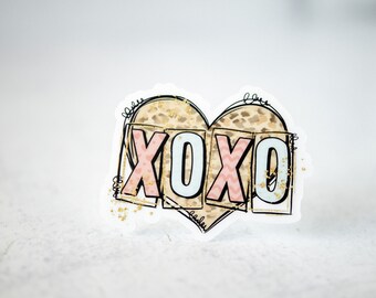 XOXO Sticker, Heart Sticker, Phone Decal, Cute Sticker, Girly Label, Best Friend Gift, Water Bottle Sticker, Waterproof Sticker, Accessories