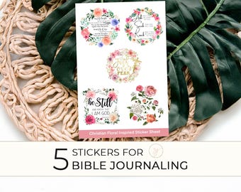 Scripture Stickers Pack, Christian Planner Stickers, Floral Sticker Sheet, Bible Journaling Stickers, Notebook Stickers, Prayer Stickers