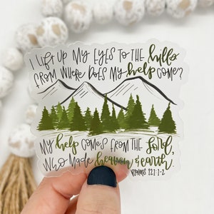Mountain Car Decal: &quot;I Lift Up My Eyes&quot;, Waterproof Vinyl Sticker