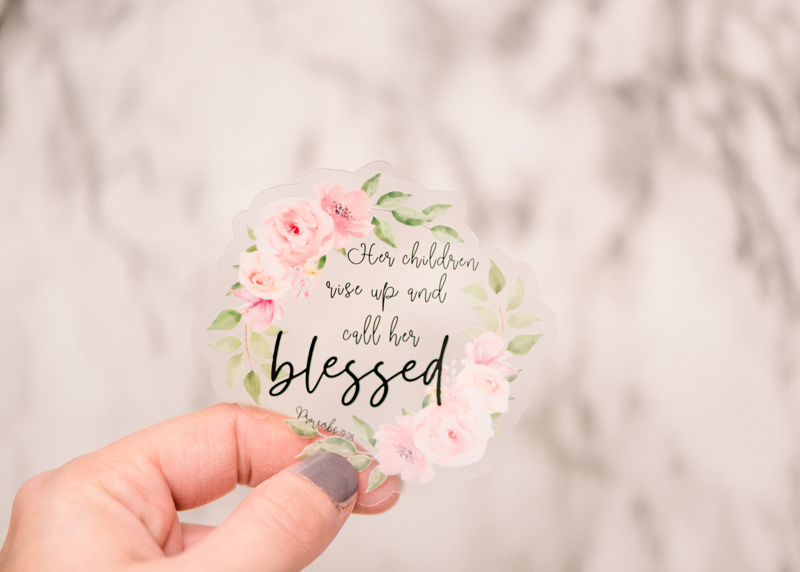 Her Children Rise Up And Call Her Blessed Sticker, Clear Vinyl Sticker, Bible Decal, Water Bottle Sticker, Notebook Sticker, Prayer Journal Her Children Rise Up And Call Her Blessed Sticker, Clear Vinyl Sticker, Bible Decal, Water Bottle Sticker, Notebook Sticker, Prayer Journal