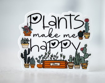 Plant Sticker, Plants Make Me Happy, Greenery Decal, Botanical Sticker, Antisocial Sticker, Plant Lover Gift, Phone Sticker, Water Bottle