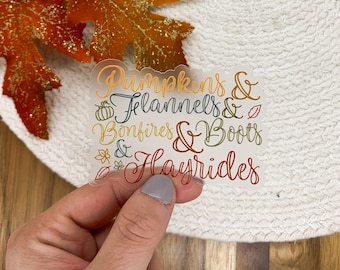 Fall Descriptions Vinyl Sticker, Fall Car Sticker, Autumn Car Decal, Die Cut Sticker, Vinyl Sticker