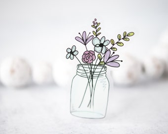 Flower Sticker, Water Bottle Sticker, Car Decal, Plant Sticker, Mason Jar Decal, Die Cut Sticker, Vinyl Sticker, Spring Stickers, Laptop