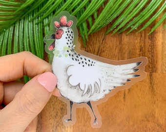 Chicken Sticker, Die Cut Label, Rooster Sticker, Farm Animal Label, Bumper Sticker, Spring Decal, Laptop Label, Cute Chicken Decal