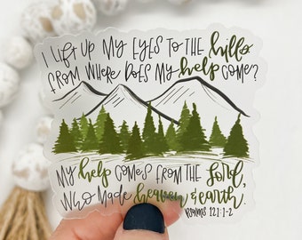Bible Verse Sticker, My Help Comes From The Lord Clear Christian Sticker, Water Bottle Stickers, Scripture Sticker, Faith Sticker,Psalms 121