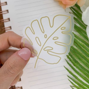 Monstera Leaf Sticker: Clear Vinyl Die Cut Decal