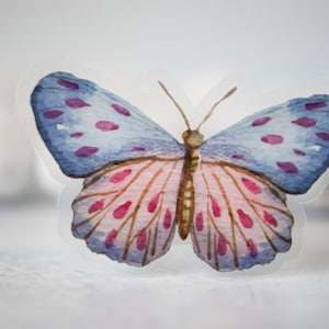 Blue Pink Butterfly Sticker: Waterproof Vinyl Decal