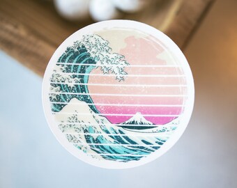 Ocean Wave Sticker, Bumper Sticker, Beach Decal, Car Vinyl Decal, Laptop Sticker, Waterproof Label, Window Sticker, Summer Sticker, Vibrant