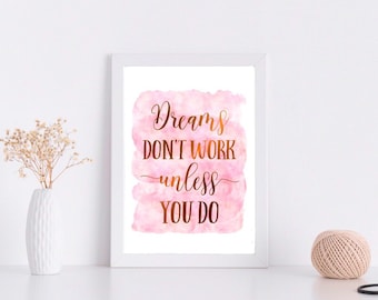 Social Worker Gift, Dreams Don't Work Until You Do Art Print, Inspirational Wall Art, Modern Poster, Minimalist Decor, Office Wall Hanging