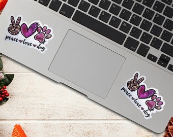 Peace Love Dog Sticker, Purple Sticker, Pet Lover Decal, Car Accessories, Window Decal, Journaling Sticker, Dog Owner Sticker,Dog Owner Gift