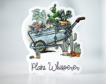 Plant Whisperer Wagon, Plants Sticker, Spring Decal, Vinyl Sticker, Water Bottle Decal, Laptop Stickers, Mug Sticker, Phone Decal, Tumbler