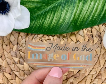 Christian Sticker, Made In The Image Of God, Faith Sticker, Christian Quotes, Die Cut Sticker, Religious Sticker, Jesus Sticker, Car Decal