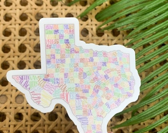 Texas Sticker, State Map Vinyl Sticker, Water Bottle Sticker, Laptop Sticker, Patriotic Label, Texas Map Decal, Independence Day Stickers
