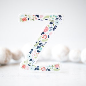 Letra Z em vinil floral, adesivo para planejador de monograma, adesivo de alfabeto, folha de adesivos para laptop, decalques para scrapbook, adesivo com letra e nome para garrafa d'água