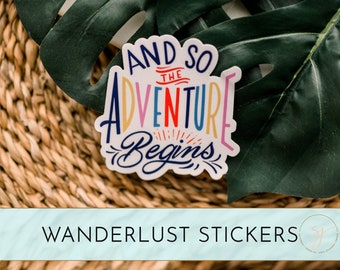 Water Bottle Decal Travel, And So The Adventure Begins Sticker, Car Sticker, Bumper Decals, Caravan Stickers, Wanderlust Label, Camper