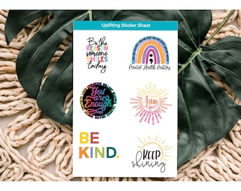 Uplifting Stickers Sheet, Die Cut Labels, Kindness Stickers, Laptop Decals, Rainbow Stickers, Girly Label, Car Decals, Motivational Stickers