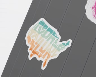 Explore USA Sticker with USA Map ~ Travel Stickers for Luggage ~ Waterproof Vinyl Sticker