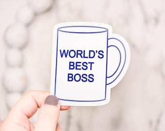 Worlds Best Boss Vinyl Sticker,  Waterproof Car Decal, Waterbottle Sticker, Motivational Laptop Sticker, Coffee Mug Label, Aesthetic Sticker