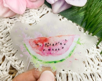 Clear Watercolor Watermelon Sticker, Car Sticker, Watermelon Car Decal, Die Cut Sticker, Vinyl Sticker, Water Bottle Sticker, Laptop Decal